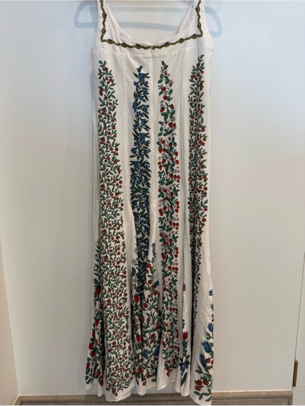 FARM Rio Off-White Fruit Beauty 4th of July linen Maxi Dress M - Picture 7 of 10